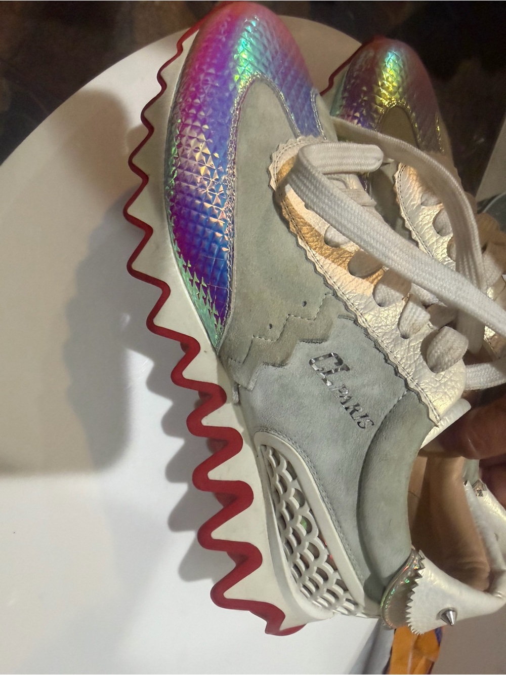 Christian Louboutin Cream and Beige Low-Top Sneaker - Picture 6 of 9